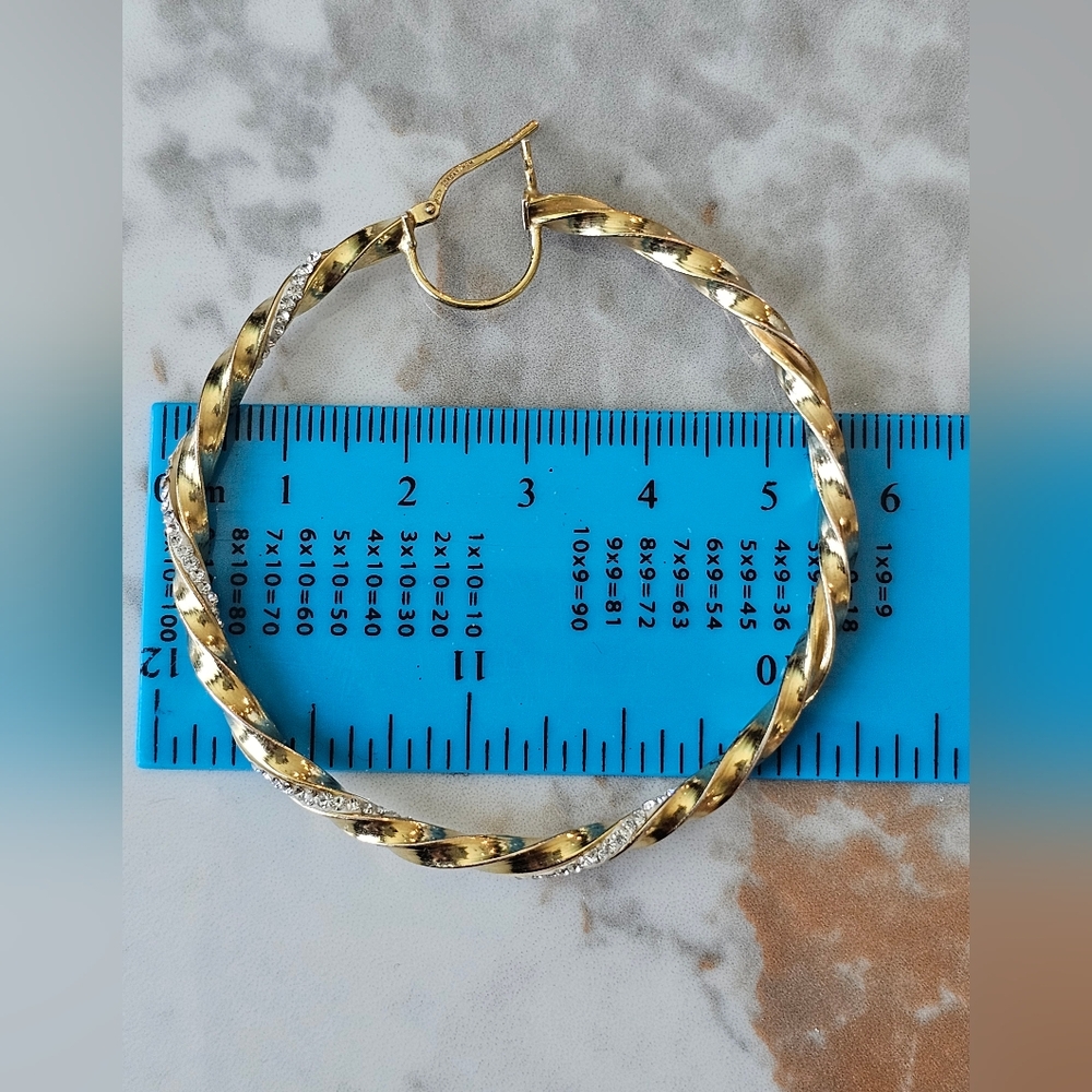 JORDAN MOM 14k Gold Plated and Solid Sterling Silver With Crystals Hoop Earrings - Picture 10 of 13